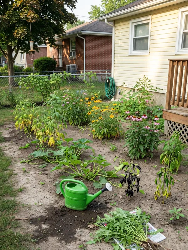 Dry soil and weeds