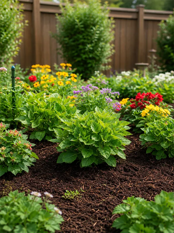 After - Beautiful mulched garden